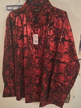Men’s Red Paisley Satin Shirt